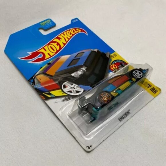 Hot Wheels Amazoom 218/365 HW Art Cars 9/10 Black Multi Color Graphics 1:64 NIP - Picture 9 of 13